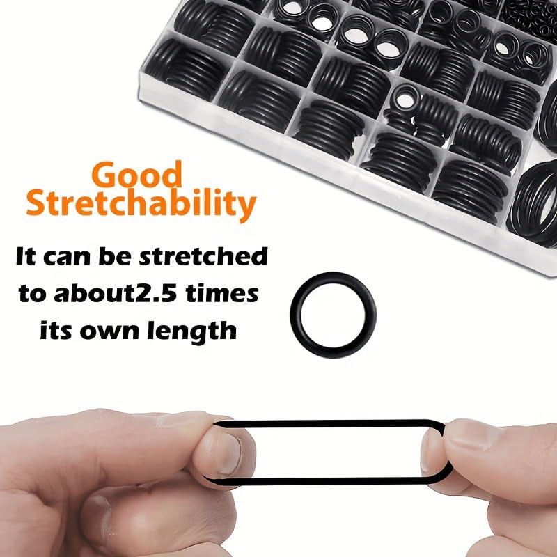GOFIRA طقم أختام O-Ring مكون من 770 قطعة من 18 نوعًا في مادة مطاط النيتريل للاستخدامات السيارات، السباكة، صمامات السولينويد، المحامل الميكانيكية، تسربات الهواء والماء، لون أسود - Image 3